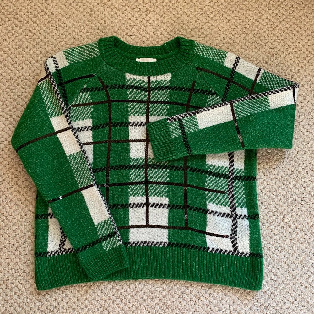 TOPSHOP - Sequin Plaid Sweater - NEW w/o Tags